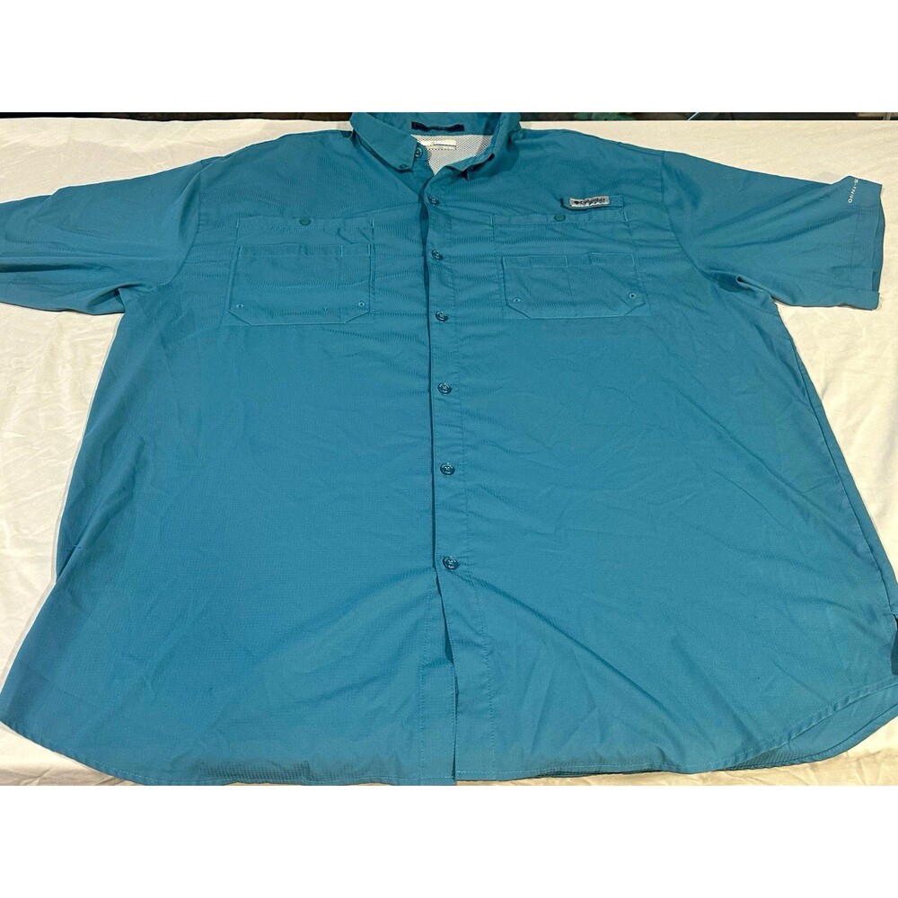Columbia PFG Tamiami Omni-Shade Men’s 3XT/3TL Solid Blue Button-Down SS